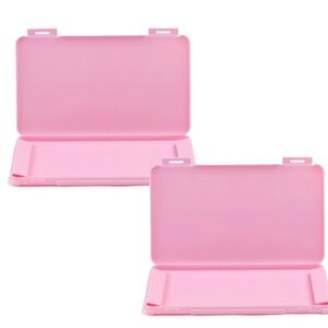 Plastic Project Case Scrapbook Paper Storage Boxes - Pink x2